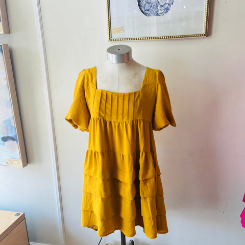 Carole's Collection Mustard Baby Doll Dress