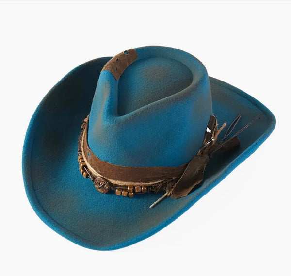 Turquoise Distressed Hat