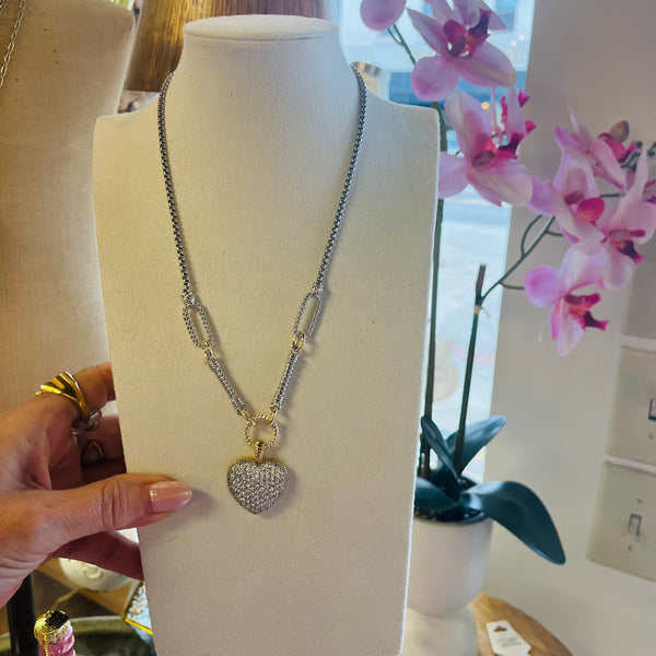 Heart Paver Charm Necklace