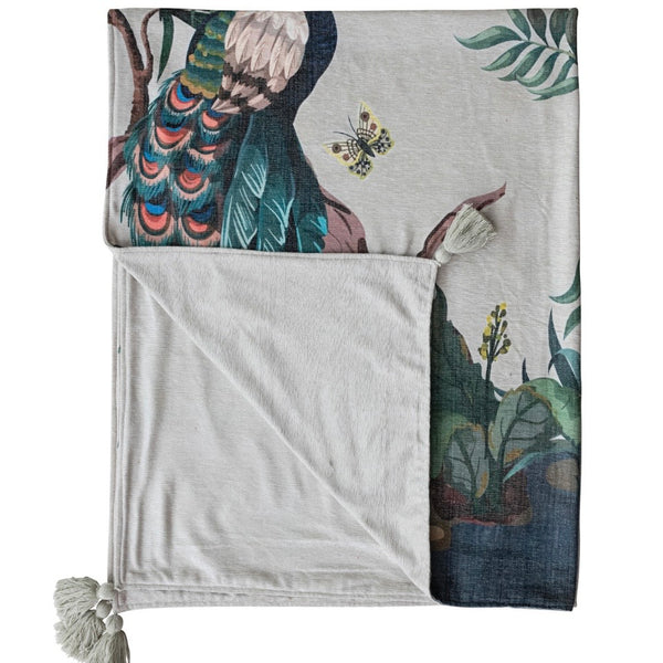 Peacock Botanical Chenille Throw