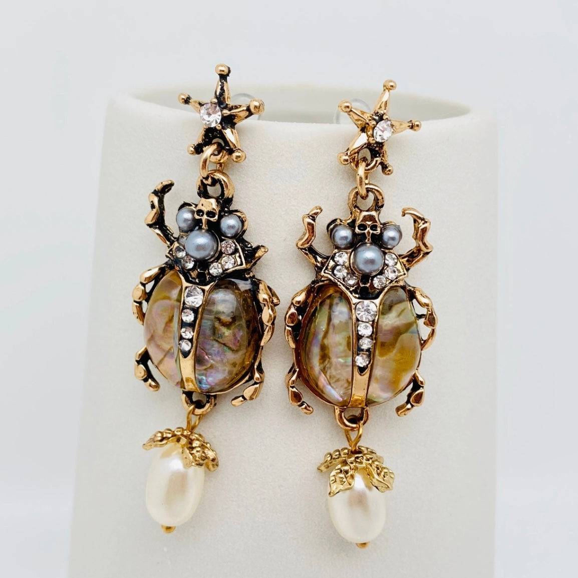 Jeweled Beetle Earrings