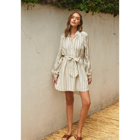 Dress Forum Pin Stripe Bubble Sleeve Shirt Dress