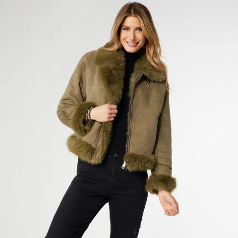 Dion Faux Fur Moto Jacket