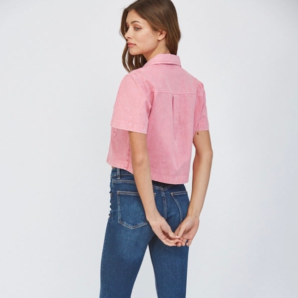 Short Sleeve Pullover Denim Top