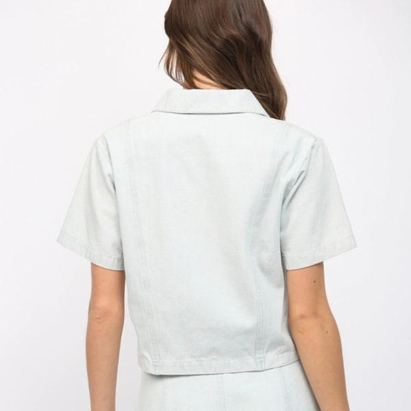 Washed Denim Short Sleeve Jacket