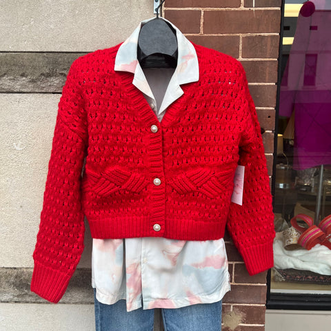 Chunky Crochet Red Cardi