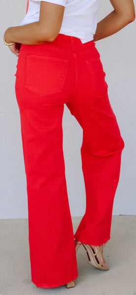 Fiona Salsa Red Wide Leg Denim