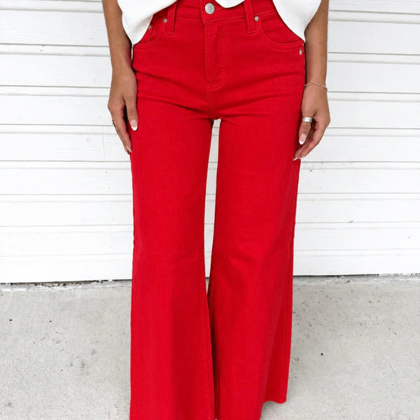 Fiona Salsa Red Wide Leg Denim