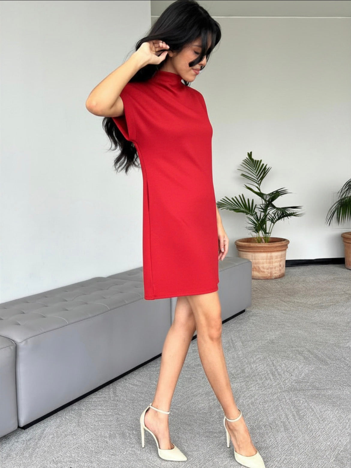 red scuba dress Red Scuba Modal Dress