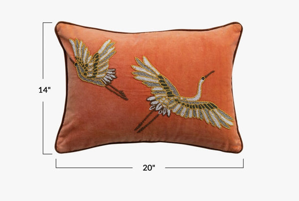 Velvet Heron Pillow