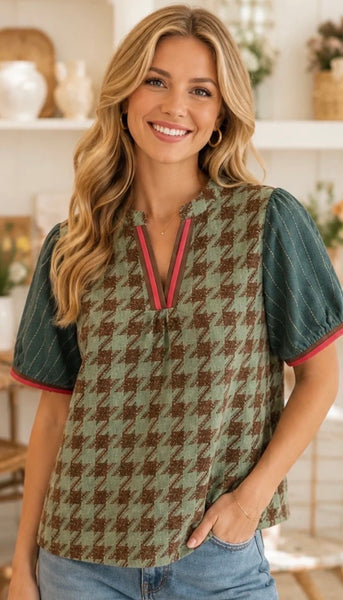 Houndstooth Jacquard Pullover