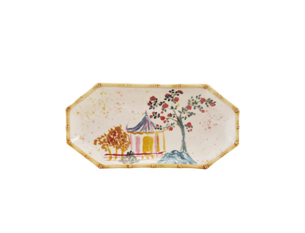 Stoneware Plate W House Palm Tree & Bamboo Style trim