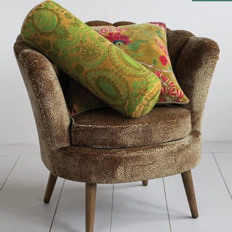 Embroidered Velvet Bolster Pillow