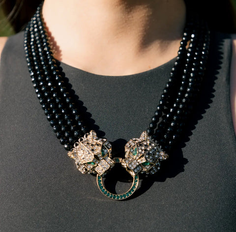 Leopard Brooch Statement Necklace