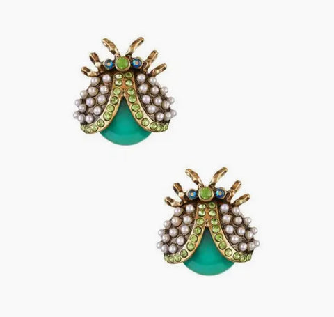 Green Beetle Earrings