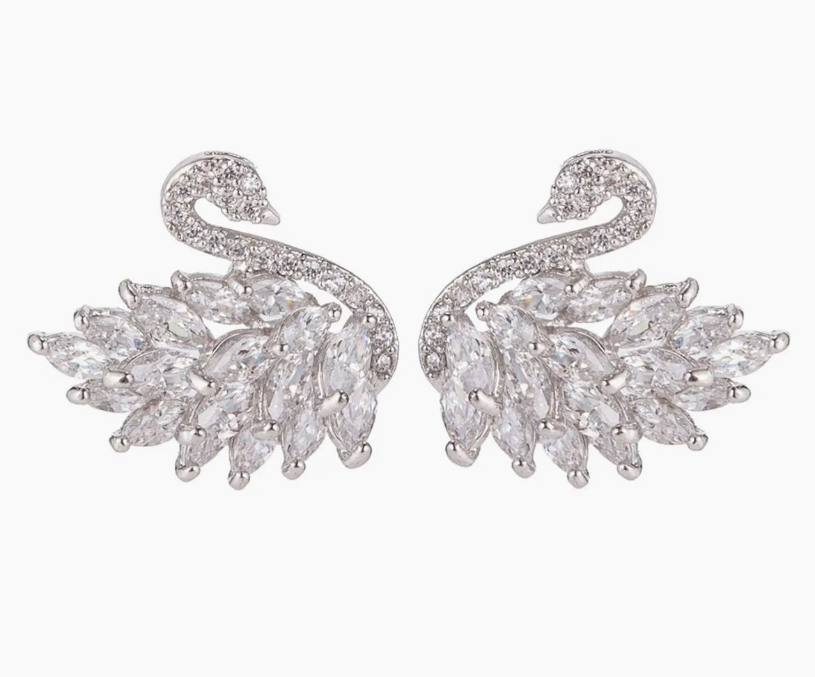 Studded Swan Earrings