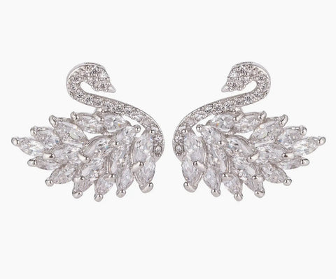 Studded Swan Earrings