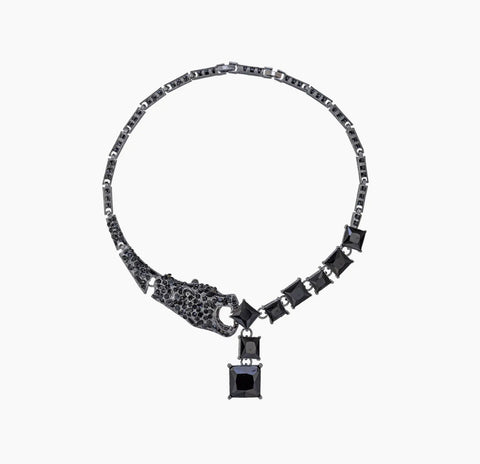 Black Leopard Statement Collar Necklace