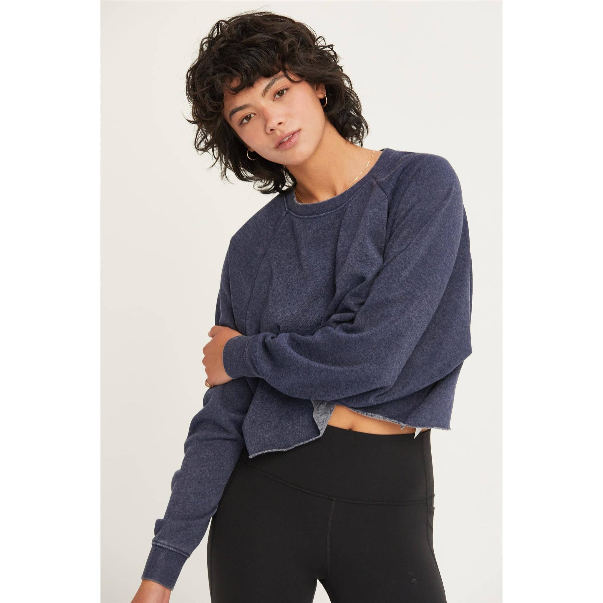 Dark Night Raw Hem Cropped Sweatshirt