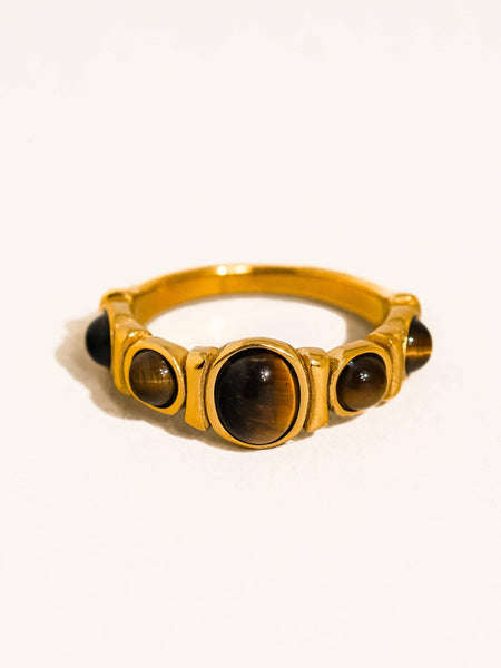 Canso 18K Gold Non-Tarnish Tiger Eye Ring: Red