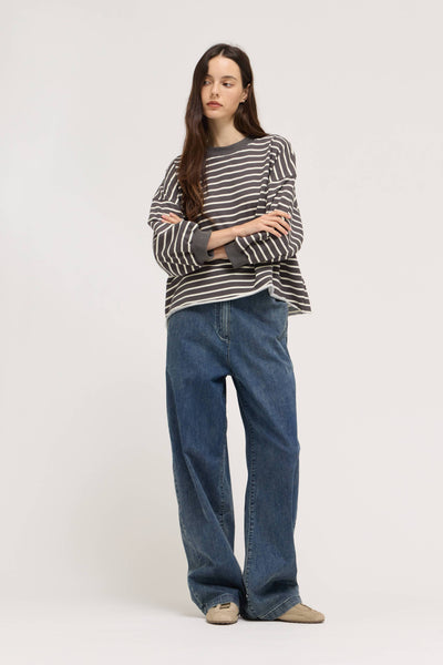Steel EASY FIT STRIPE SWEATSHIRT