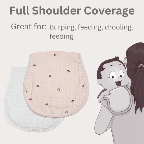 Bamboo Muslin Burp Cloth Set 2-Pack (Cherry-White)