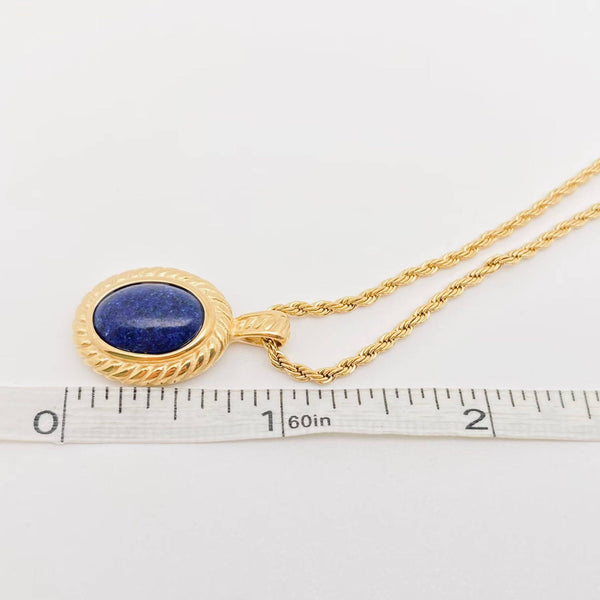 Lapis Lazuli 18K Gold-plated Steel Pendant Necklace - FGS