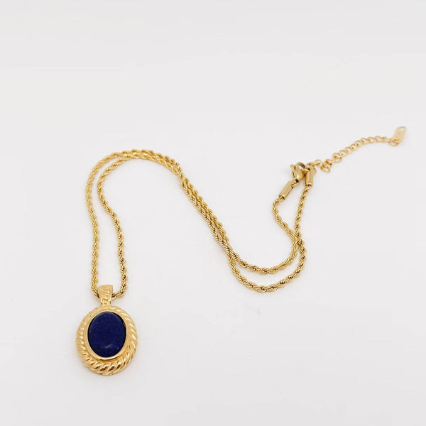 Lapis Lazuli 18K Gold-plated Steel Pendant Necklace - FGS