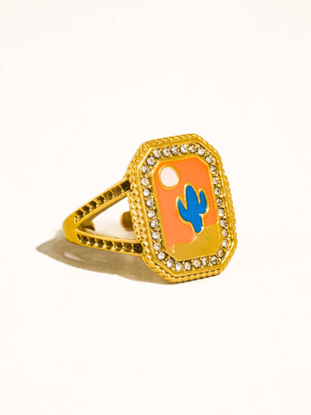 Lulora 18K Gold Non-Tarnish Statement Ring: Black