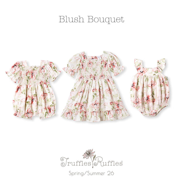 Bouquet Smocked Bodice Puff Sleeve Romper