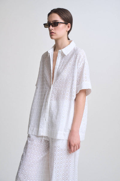 Paris Eyelet Button Up