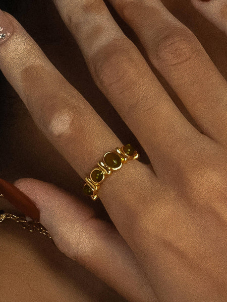 Canso 18K Gold Non-Tarnish Tiger Eye Ring: Red