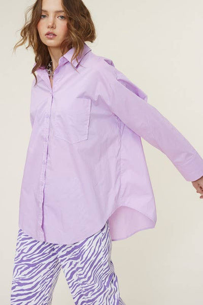 Lavender Oversized Button-Down Shirt