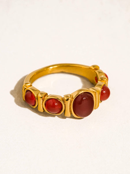 Canso 18K Gold Non-Tarnish Tiger Eye Ring: Red