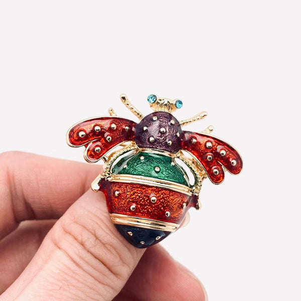 Colorful Enamel Rhinestone Bee Brooch: A