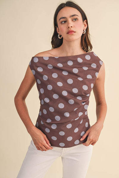 POLKA DOT OFF SHOULDER TOP