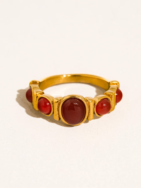 Canso 18K Gold Non-Tarnish Tiger Eye Ring: Red
