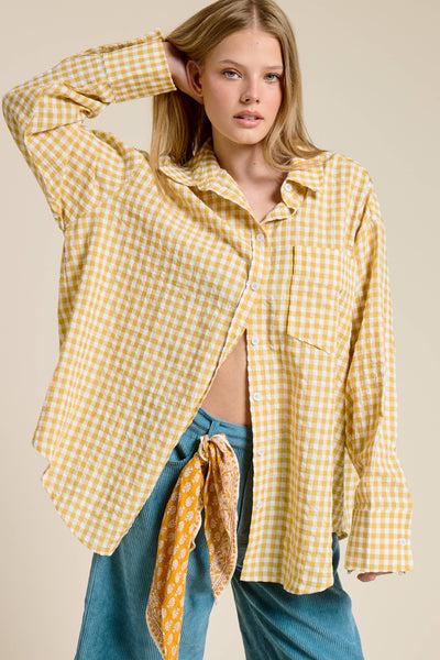 Sunflower Gingham Button Down Shirt