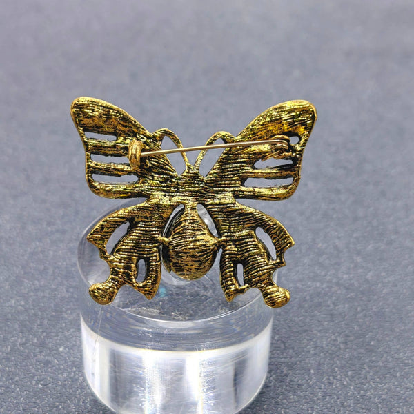 Vintage Rhinestone Butterfly Brooch