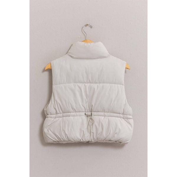 Cropped Zipper Closure Puffer Vest