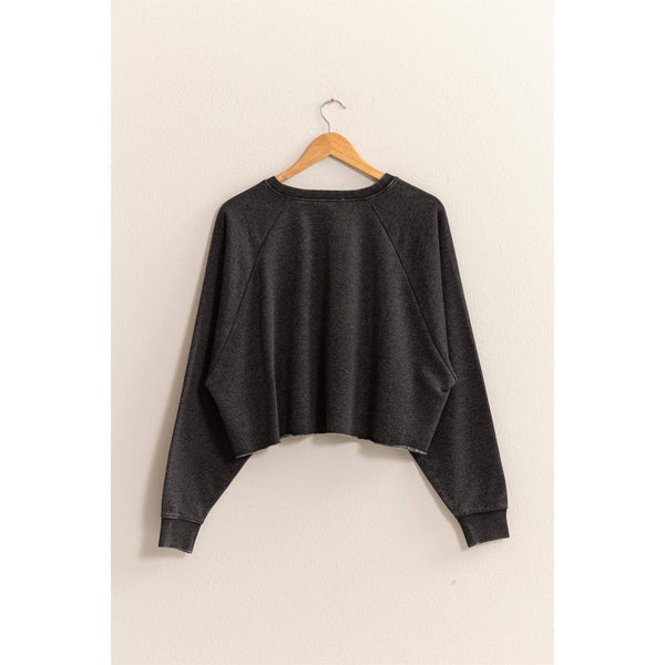 Dark Night Raw Hem Cropped Sweatshirt