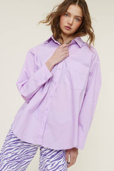Lavender Oversized Button-Down Shirt