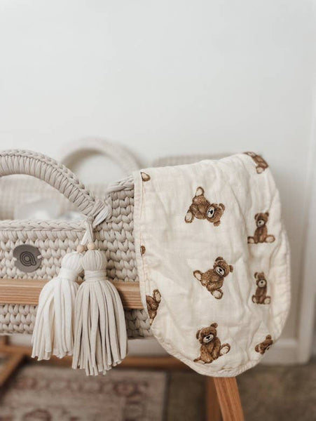 Bamboo Muslin Burp Cloth Set 2-Pack (Teddy/Taupe)