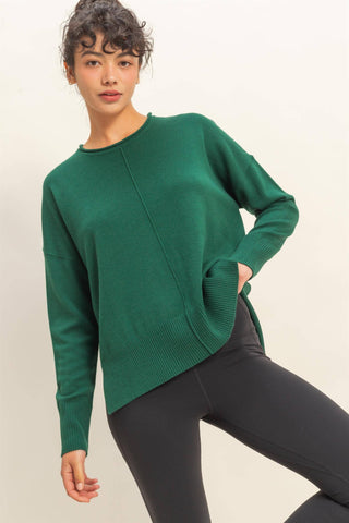 Round Roll Neck Drop Shoulder Sweater