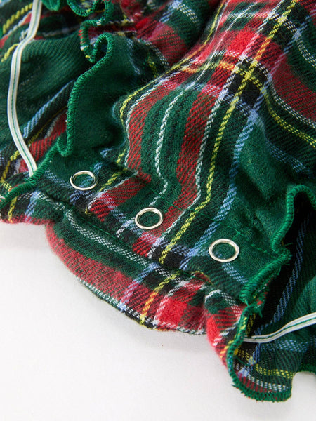 Christmas Plaid Smocked Baby Girl Bubble Romper